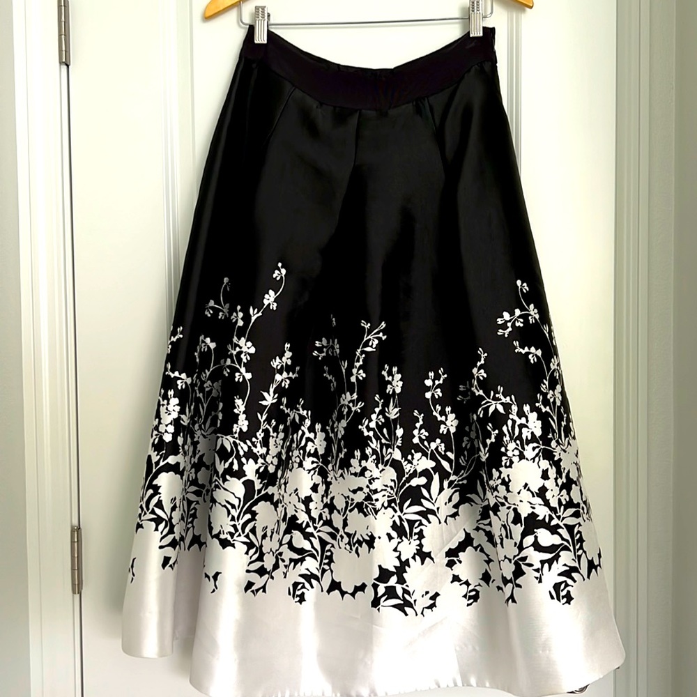Floral Print Satin Midi Skirt